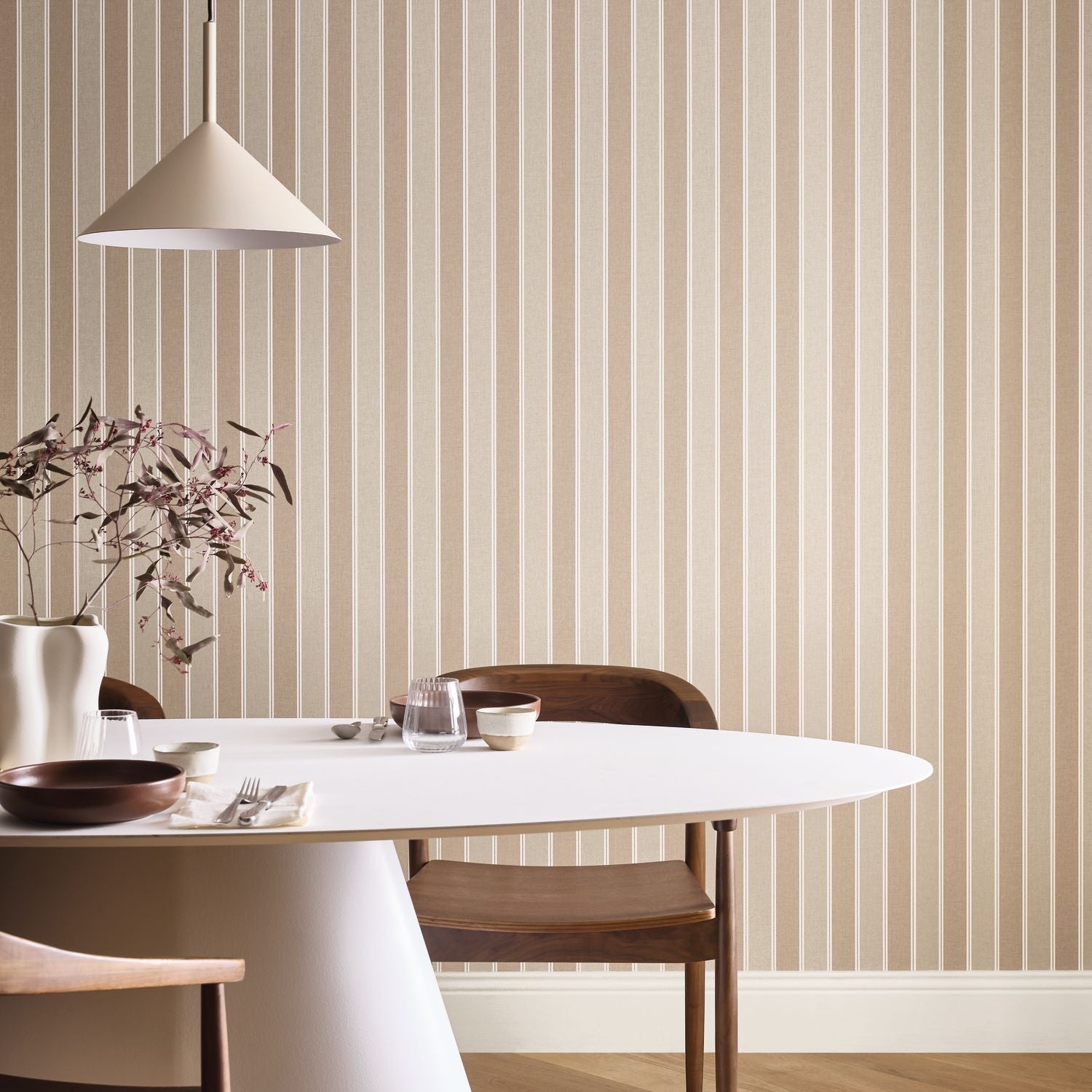Classic Lines Wallpaper - Taupe - Caselio - 106731120 - Premier Wallcovering