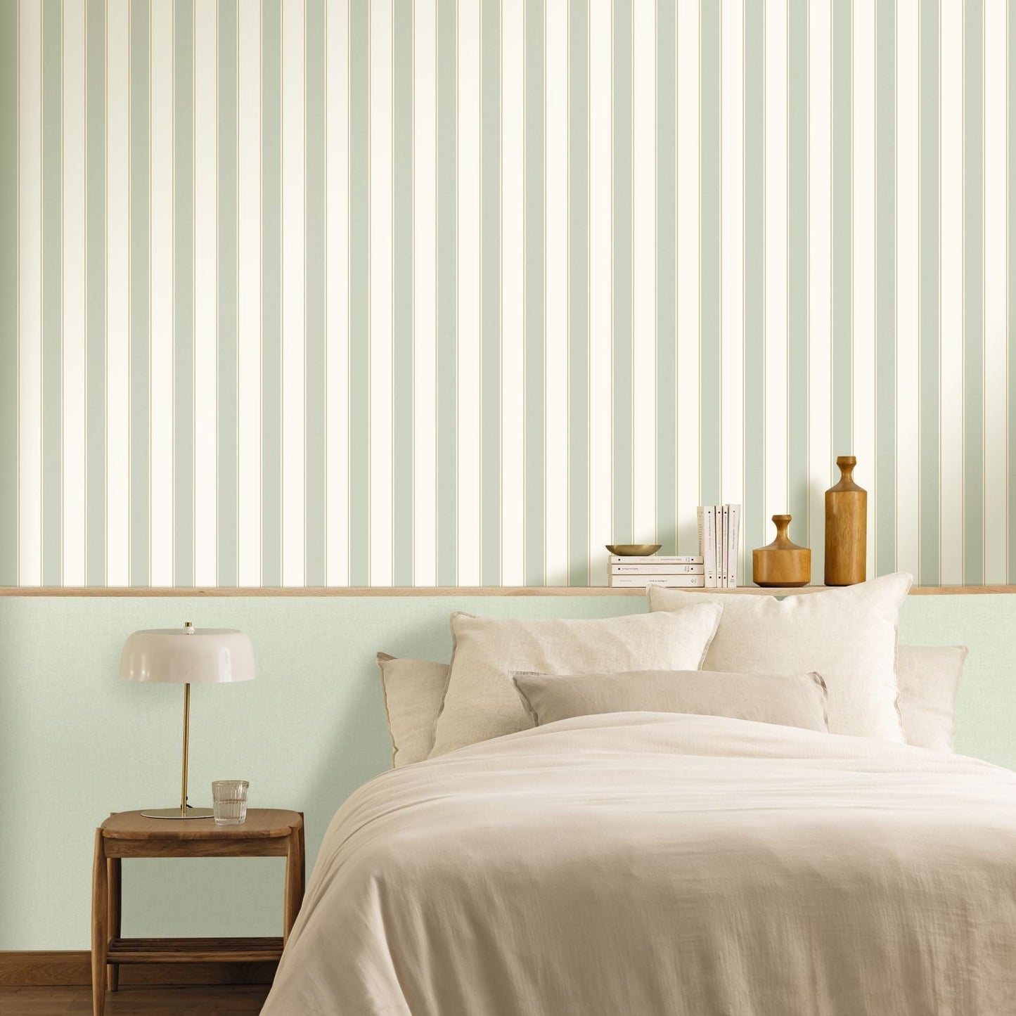 Classic Lines Wallpaper - Vert amande - Caselio - 106737020 - Premier Wallcovering