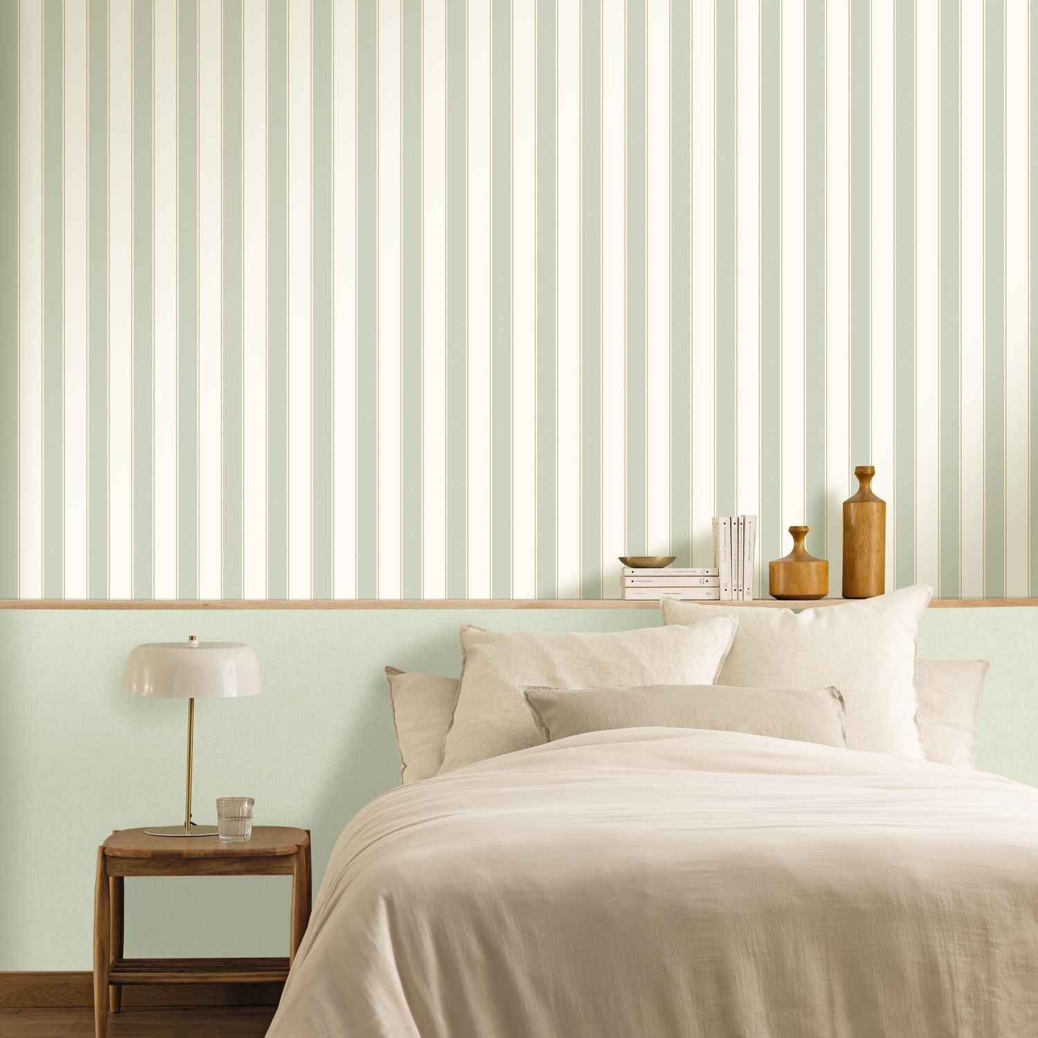 Classic Lines Wallpaper - Vert amande - Caselio - 106737020 - Premier Wallcovering