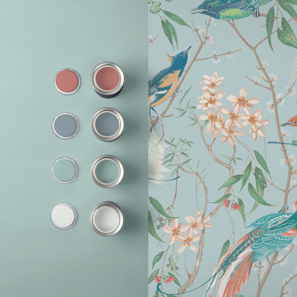 Clavering Birds Noon Wallpaper - Sky - Graham & Brown - 121449 - Premier Wallcovering