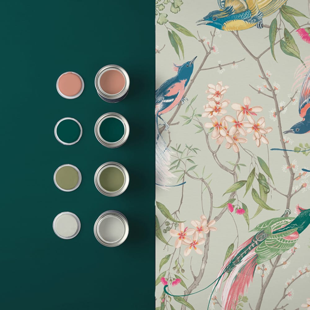 Clavering Birds Morning Wallpaper - Sage - Graham & Brown - 121447 - Premier Wallcovering