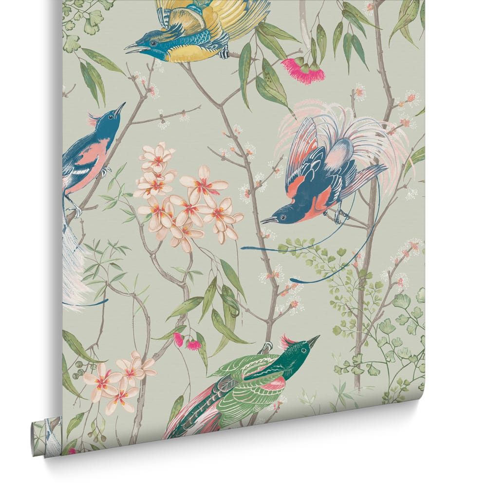 Clavering Birds Morning Wallpaper - Sage - Graham & Brown - 121447 - Premier Wallcovering