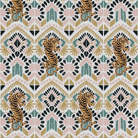 Clawdia Wallpaper - Blush, Mustard & Pine Green - Lust Home - LH900121 - Premier Wallcovering
