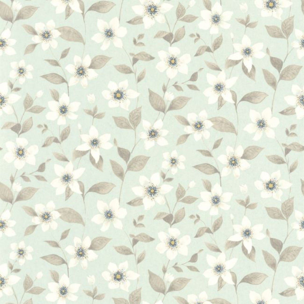 Clematites Gardens Wallpaper - Bleu Grise - Casadeco - 87646120 - Premier Wallcovering