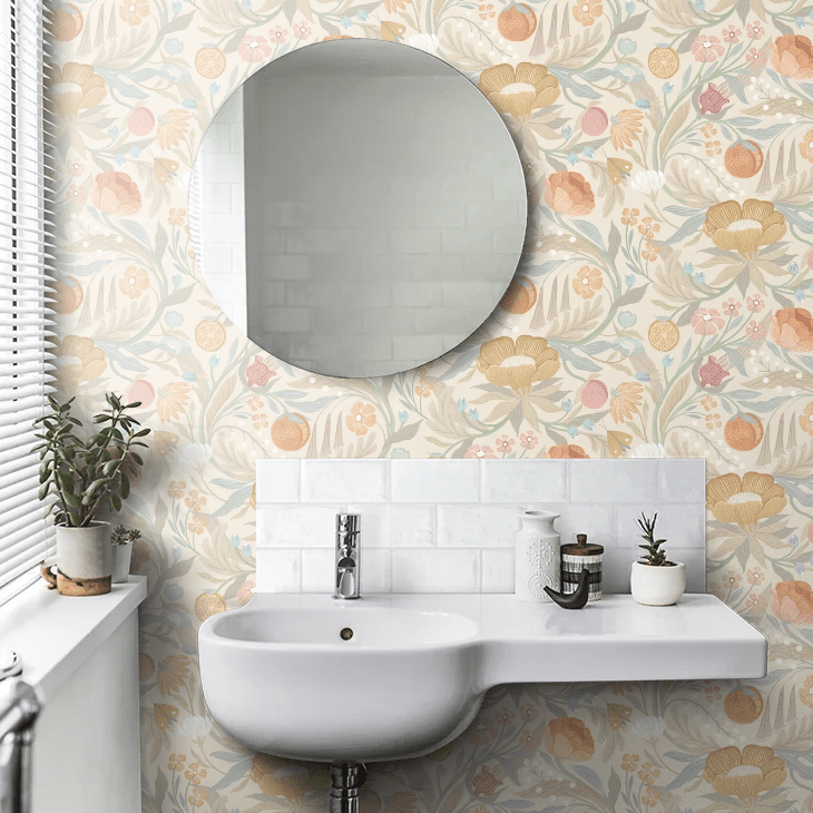 Clementine Wallpaper - Chalk & Parchment - Ohpopsi - RON50151W - Premier Wallcovering
