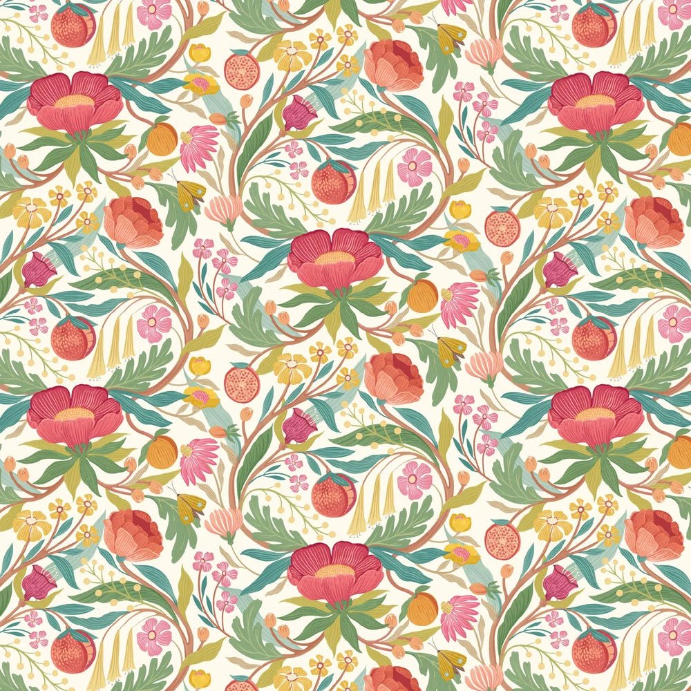 Clementine Wallpaper - Lipstick & Olive - Ohpopsi - RON50145W - Premier Wallcovering
