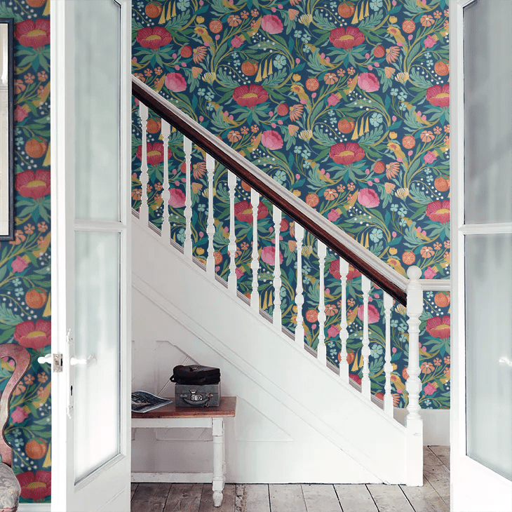Clementine Wallpaper - Ink & Flamingo - Ohpopsi - RON50148W - Premier Wallcovering