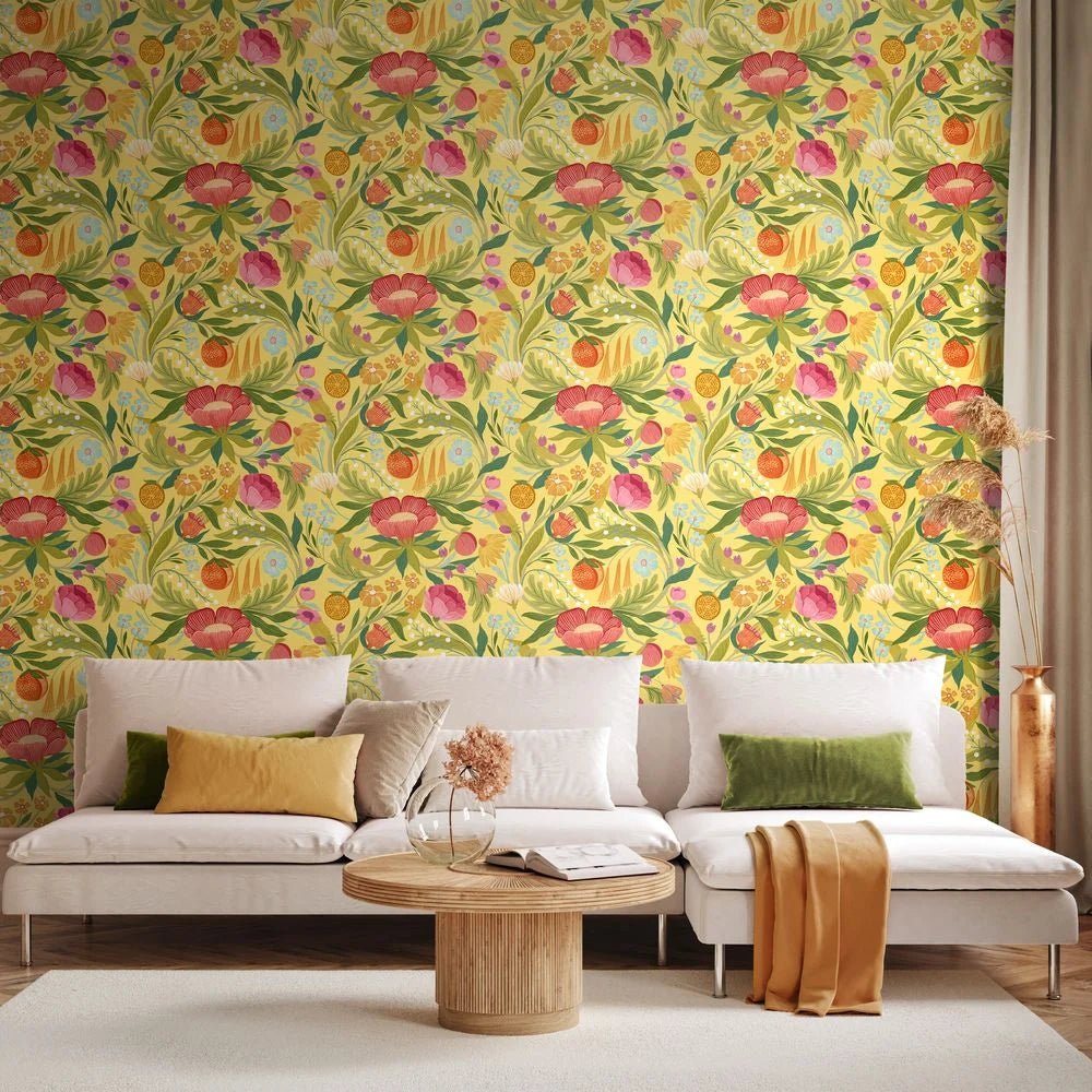 Clementine Wallpaper - Marigold - Ohpopsi - RON50146W - Premier Wallcovering