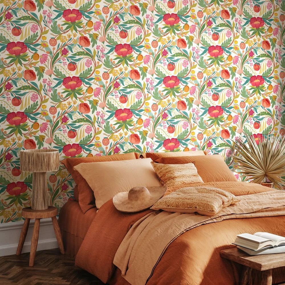 Clementine Wallpaper - Lipstick & Olive - Ohpopsi - RON50145W - Premier Wallcovering