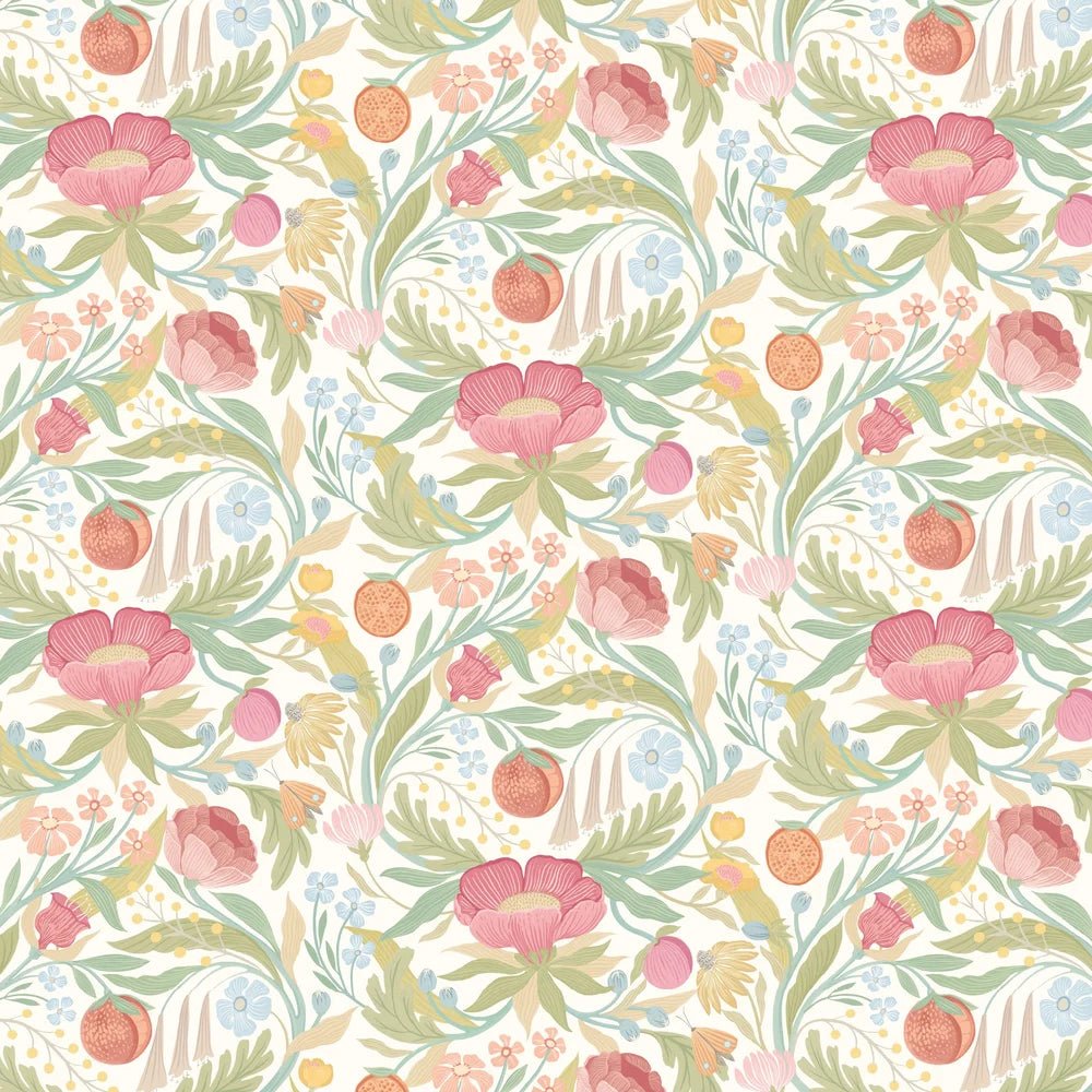 Clementine Wallpaper - Blossom & Sage - Ohpopsi - RON50150W - Premier Wallcovering