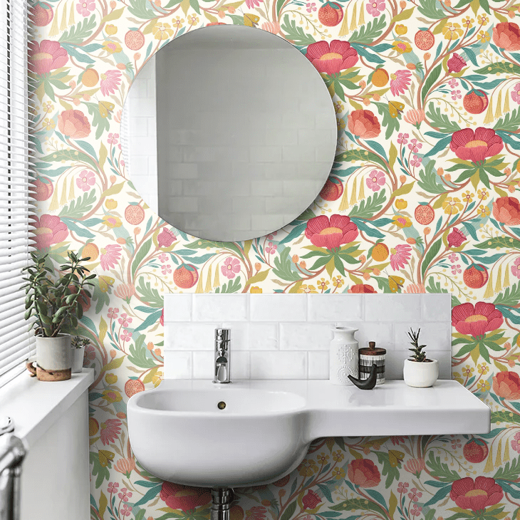 Clementine Wallpaper - Lipstick & Olive - Ohpopsi - RON50145W - Premier Wallcovering