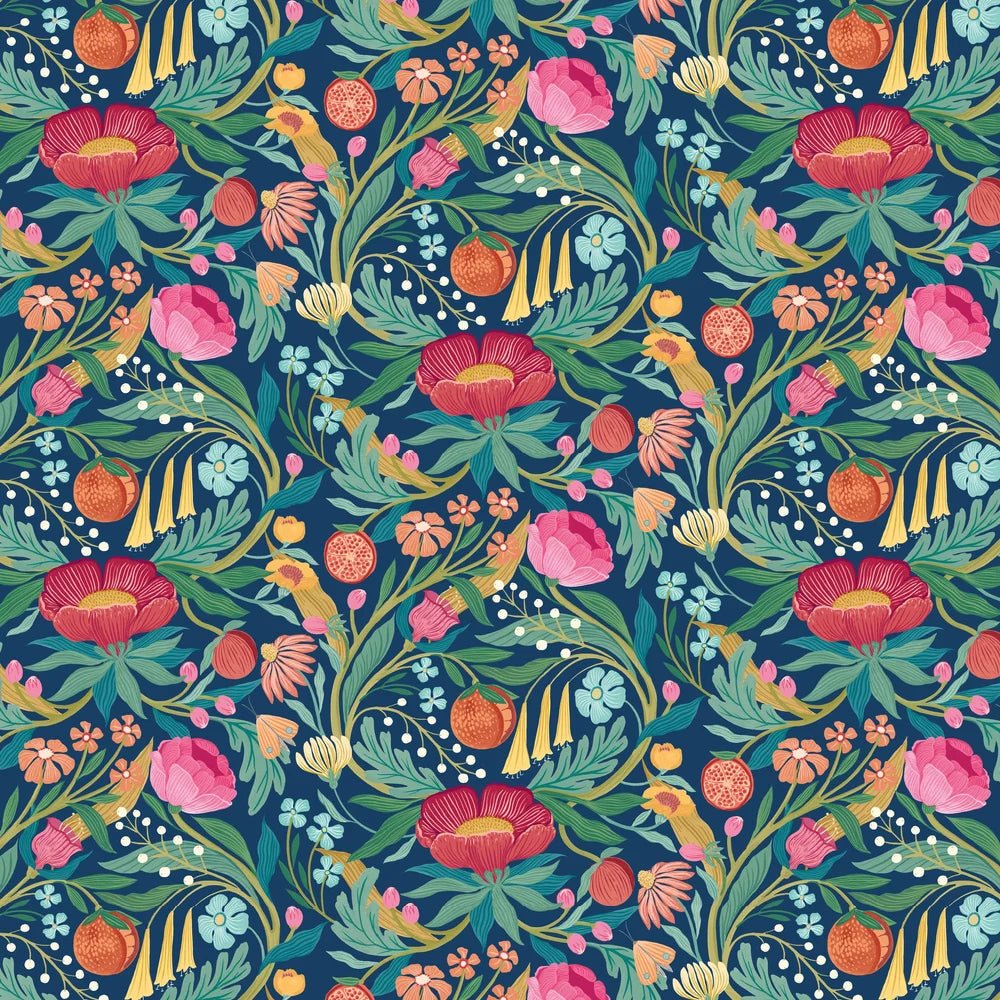 Clementine Wallpaper - Ink & Flamingo - Ohpopsi - RON50148W - Premier Wallcovering