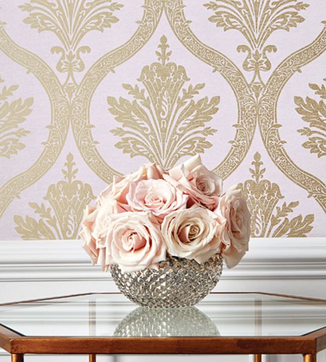 Clessidra Wallpaper - Metallic Gold on Cream - Thibaut - T89159 - Premier Wallcovering