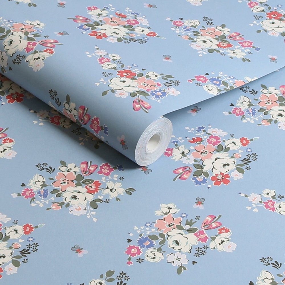 Clifton Floral Wallpaper - Blue - 125507 - Cath Kidston - Premier Wallcovering