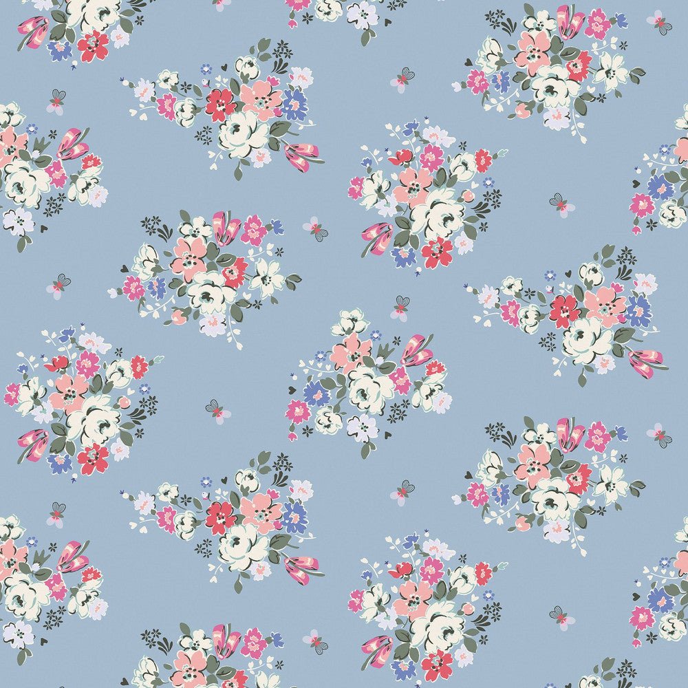 Clifton Floral Wallpaper - Blue - 125507 - Cath Kidston - Premier Wallcovering