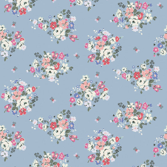 Clifton Floral Wallpaper - Blue - 125507 - Cath Kidston - Premier Wallcovering