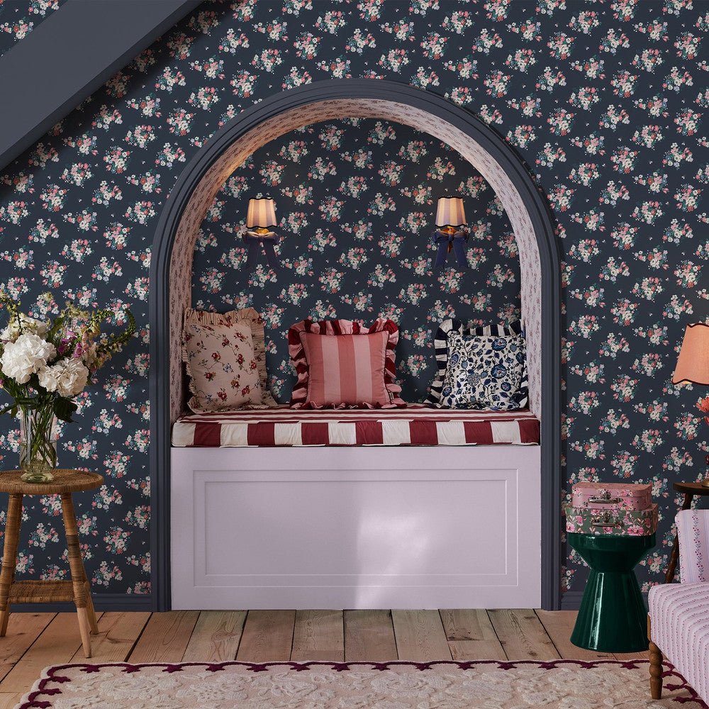 Clifton Floral Wallpaper - Navy - 125510 - Cath Kidston - Premier Wallcovering