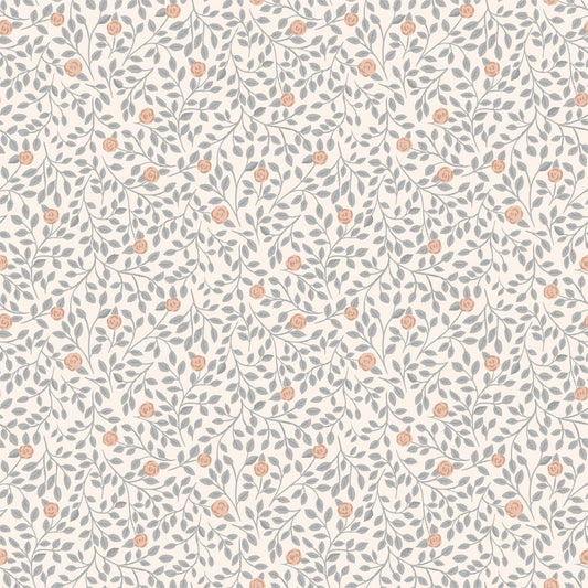 Climbing Rose Wallpaper - Blue - Summer Gray - Premier Wallcovering