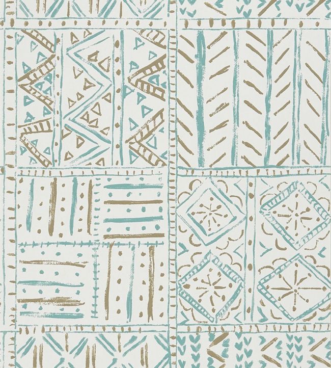 Cloisters Wallpaper - Aqua/ Taupe - Nina Campbell - NCW4391 - 02 - Premier Wallcovering