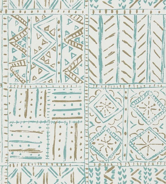 Cloisters Wallpaper - Aqua/ Taupe - Nina Campbell - NCW4391 - 02 - Premier Wallcovering