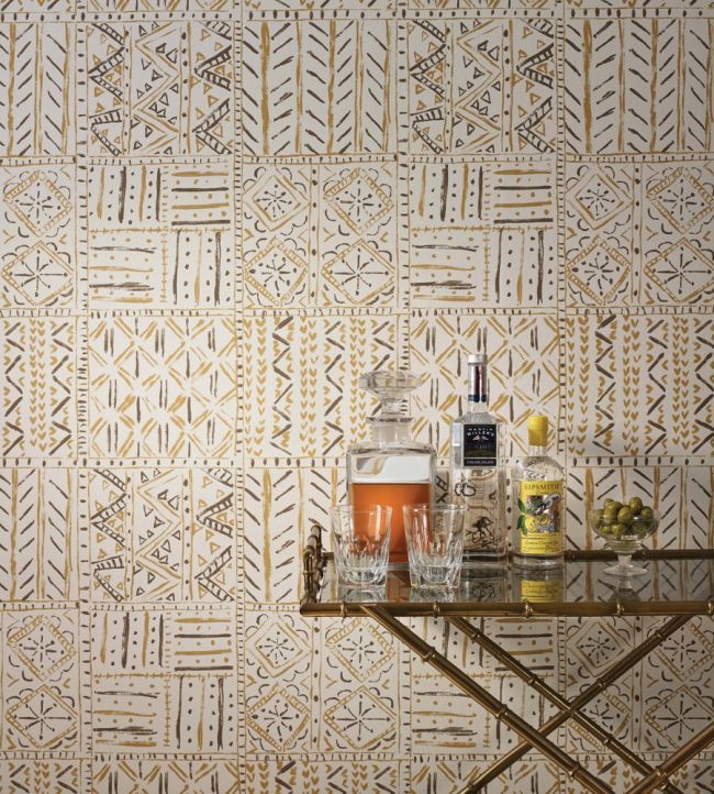 Cloisters Wallpaper - Aqua/ Taupe - Nina Campbell - NCW4391-02 - Premier Wallcovering