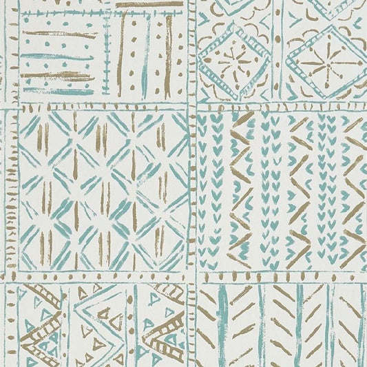 Cloisters Wallpaper - Aqua/ Taupe - Nina Campbell - NCW4391-02 - Premier Wallcovering