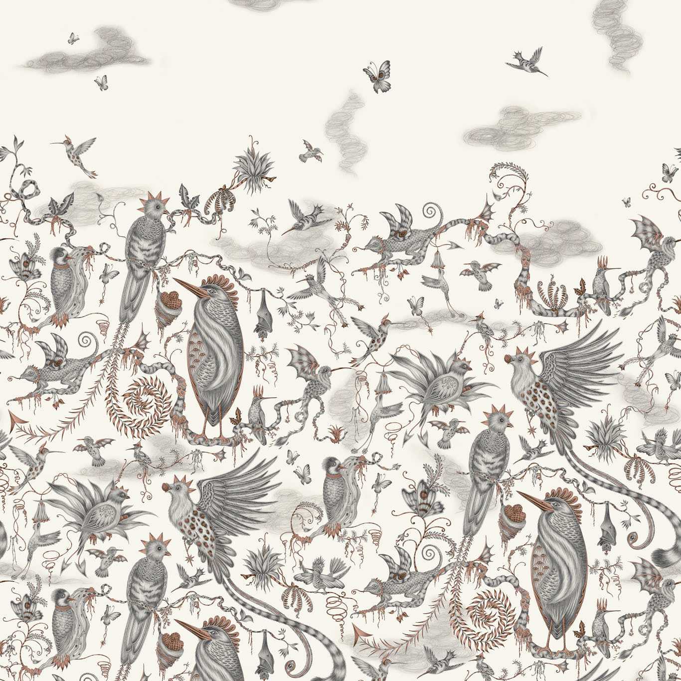 Cloud Forest Wallpaper - Ivory - Clarke & Clarke - Emma J Shipley - W0200/01 - Premier Wallcovering