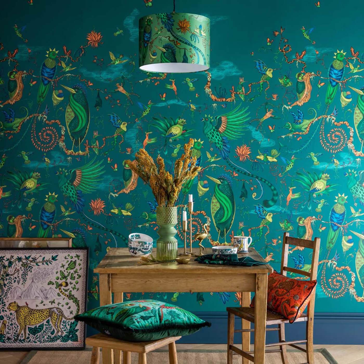 Cloud Forest Wallpaper - Teal - Clarke & Clarke - Emma J Shipley - W0200/02 - Premier Wallcovering