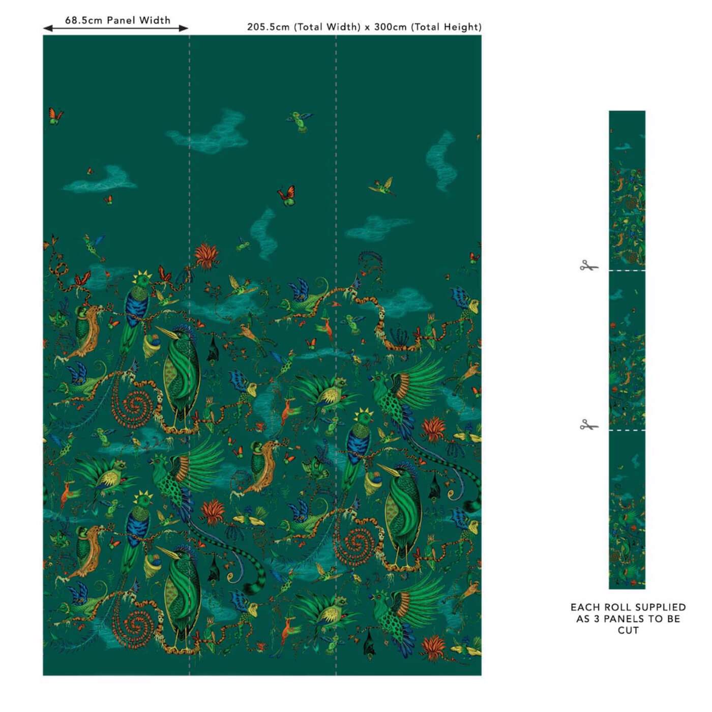 Cloud Forest Wallpaper - Teal - Clarke & Clarke - Emma J Shipley - W0200/02 - Premier Wallcovering