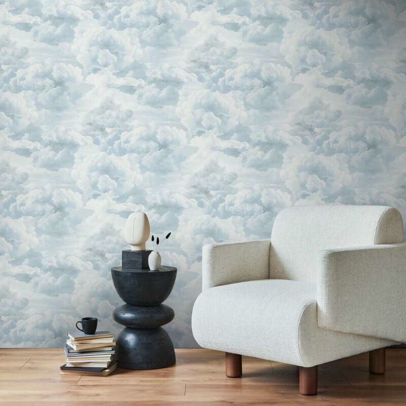 Cloud Motif Wallpaper - White/Blue - Michalsky Living - 39985-3 - Premier Wallcovering