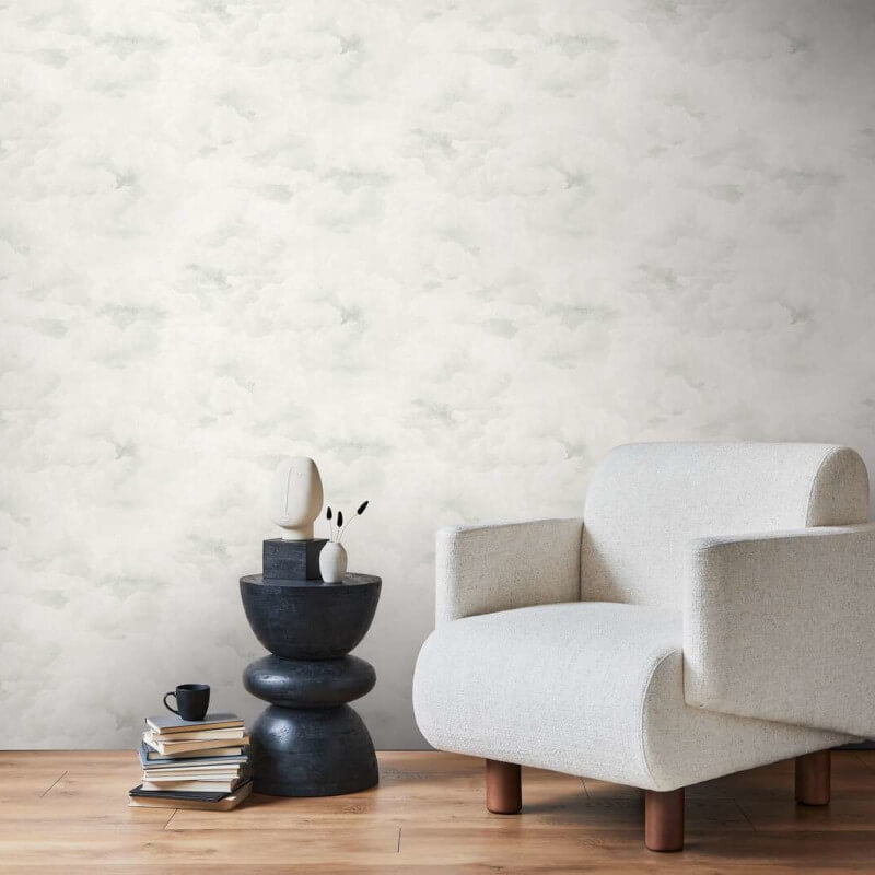 Cloud Motif Wallpaper - White/Light Grey - Michalsky Living - 39985-5 - Premier Wallcovering