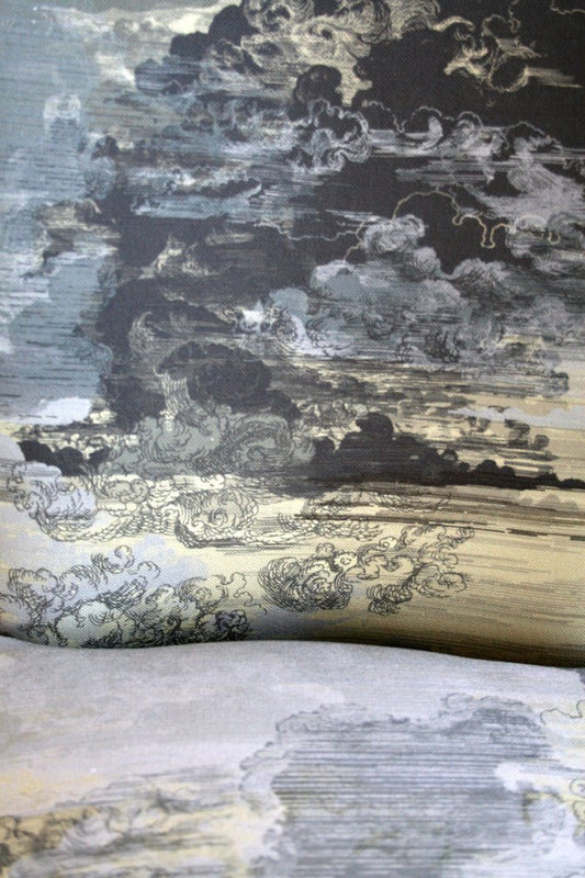 Cloud Toile Fabric - Greys on Yellow - Timorous Beasties - DIGI/CTOIL/1297/02 - Premier Wallcovering