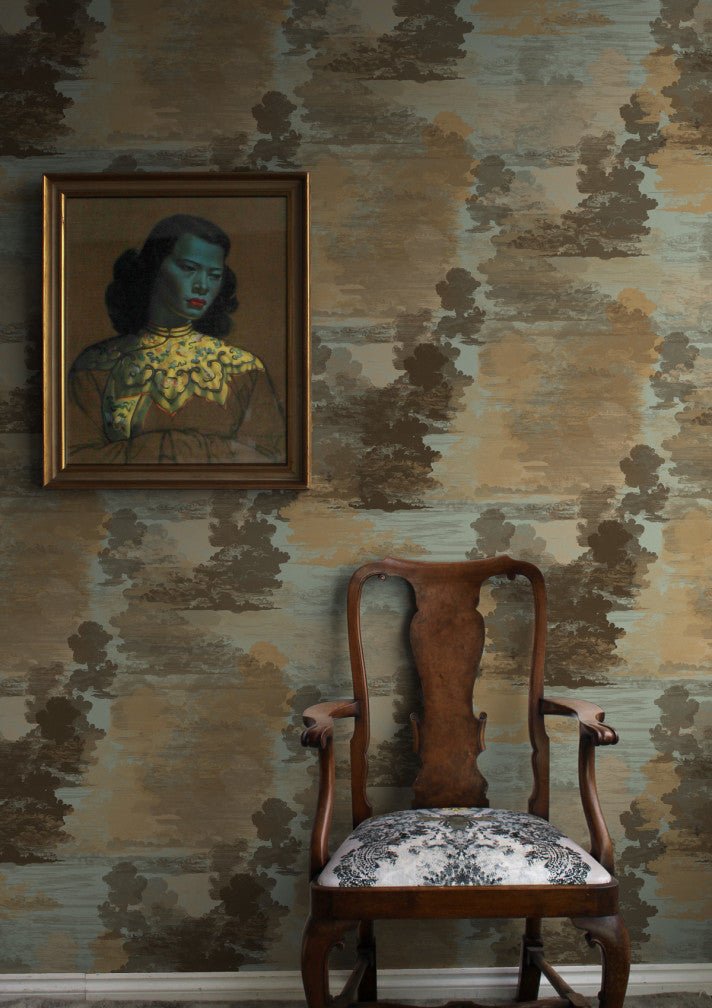 Cloud Toile Wallpaper - Browns on Green - Timorous Beasties - TB/CTOIL/MICA/05 - Premier Wallcovering