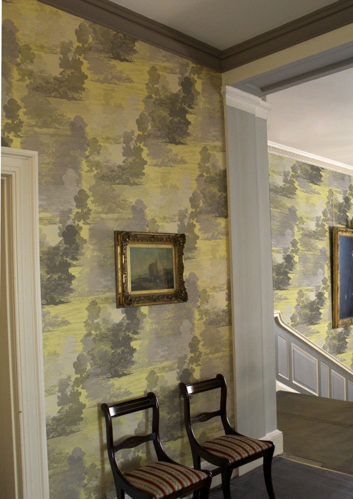 Cloud Toile Wallpaper - Greys on Yellow - Timorous Beasties - TB/CTOIL/MICA/04 - Premier Wallcovering