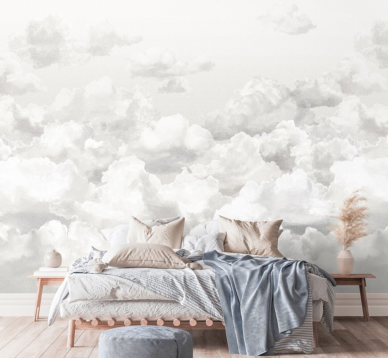 Clouds Crafted Wall Mural - Stone Grey - Hohenberger - 26784 - Premier Wallcovering