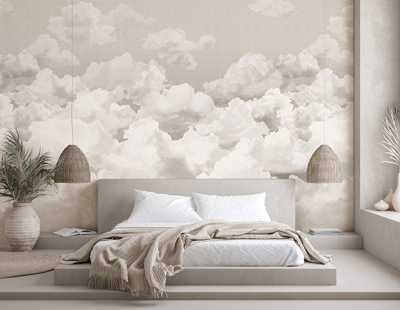 Clouds Crafted Wall Mural - Taupe/ Grey - Hohenberger - 26783 - Premier Wallcovering