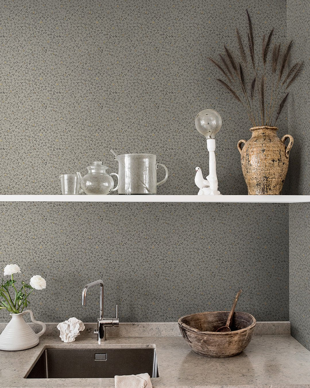 Clover Wallpaper - Taupe - Midbec - 28014 - Premier Wallcovering