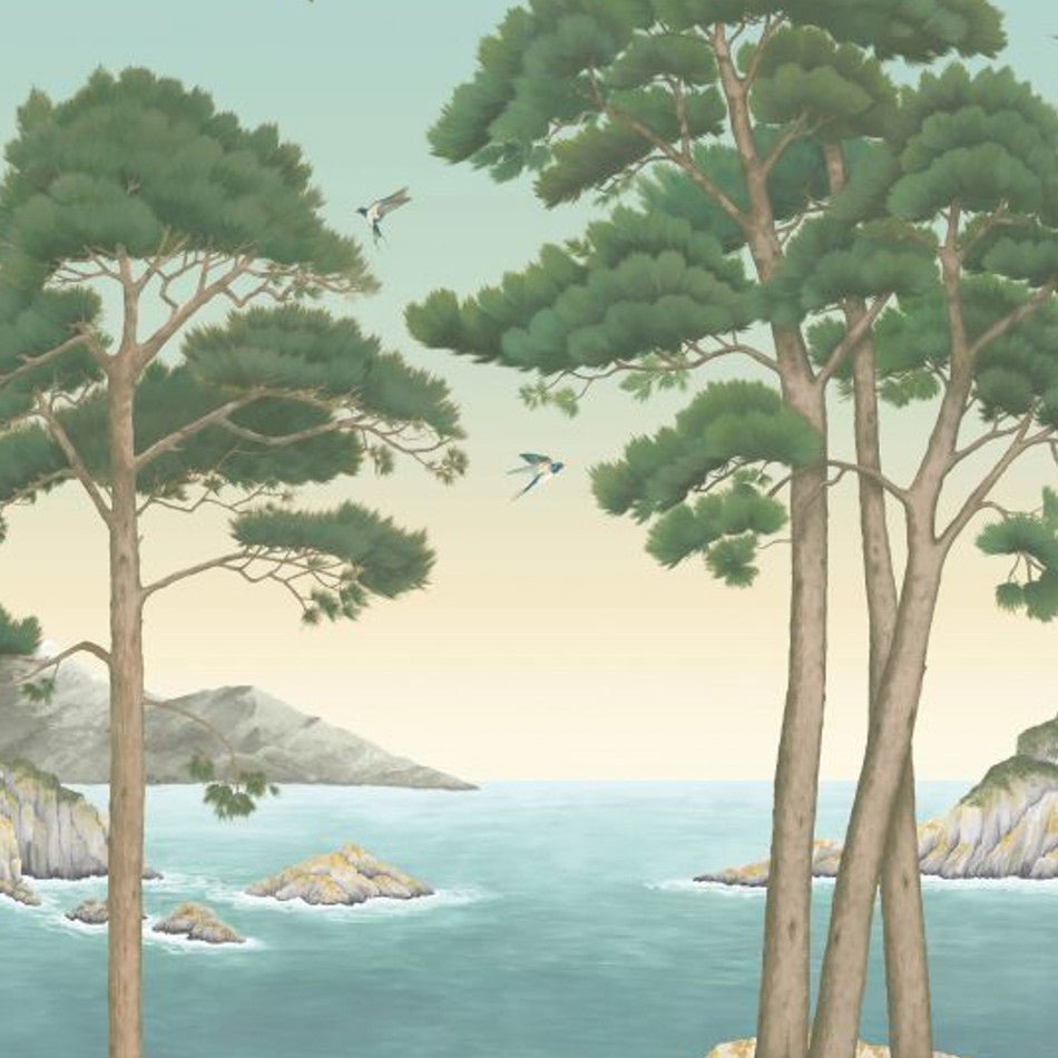 Coastline Wallpaper - Aqua - Osborne & Little - W7680-02 - Premier Wallcovering