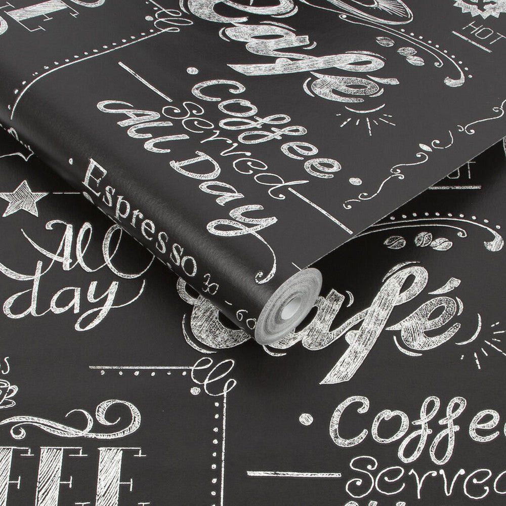 Coffee Shop Wallpaper - Black & White - Superfresco Easy - 32 - 993 - Premier Wallcovering