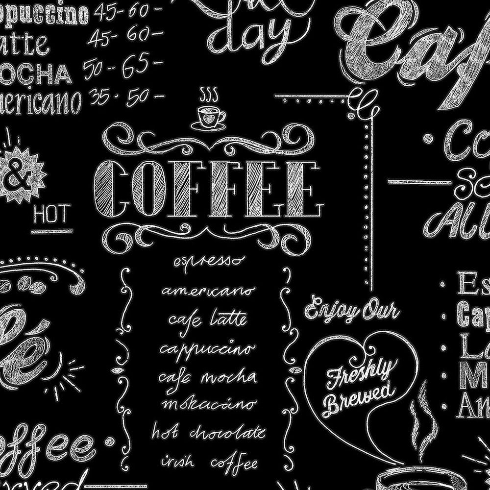Coffee Shop Wallpaper - Black & White - Superfresco Easy - 32 - 993 - Premier Wallcovering