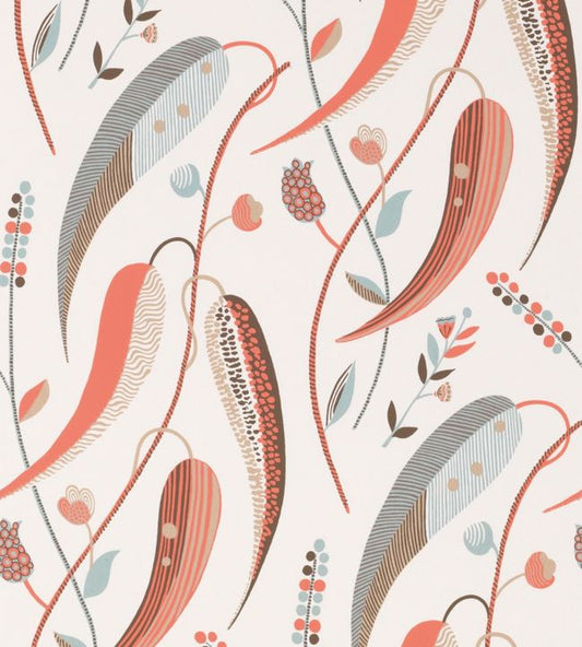 Colbert Wallpaper - Coral/Aqua - Nina Campbell - NCW4353 - 01 - Premier Wallcovering