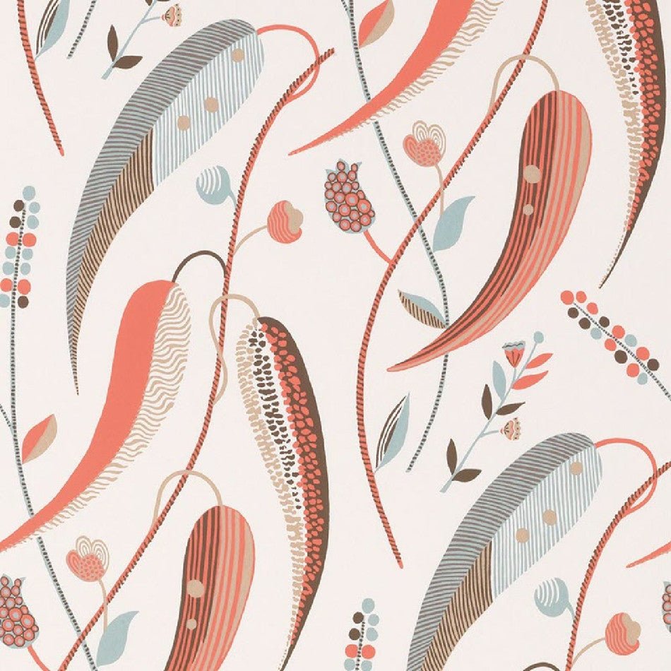 Colbert Wallpaper - Coral/Aqua - Nina Campbell - NCW4353-01 - Premier Wallcovering
