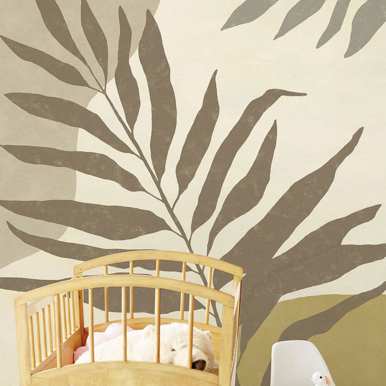 Collage Leaf Twist Mural Wallpaper - Olive - Eijffinger - 318074 - Premier Wallcovering