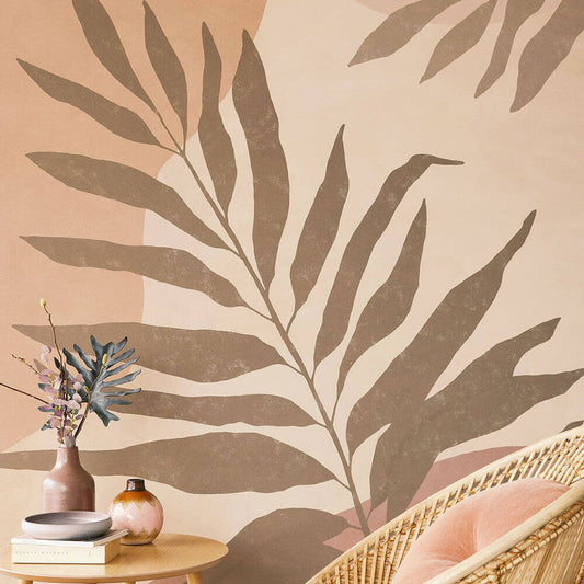 Collage Leaf Twist Mural Wallpaper - Terracotta - Eijffinger - 318072 - Premier Wallcovering