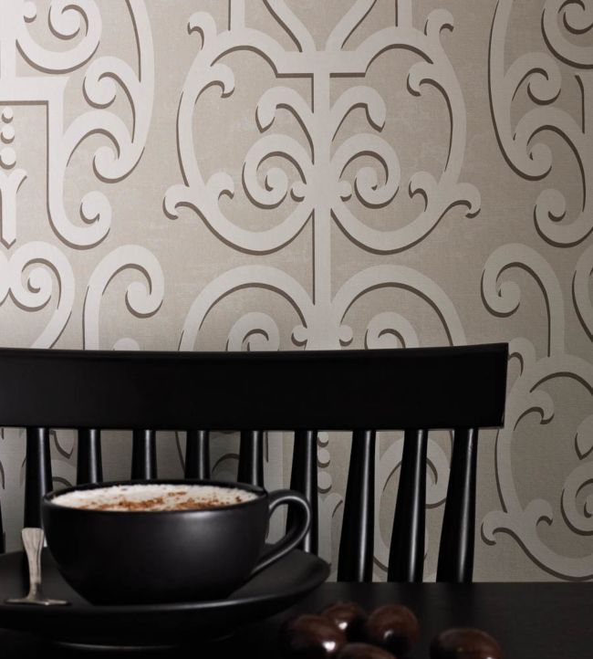 Colleoni Vinyl Wallpaper - Silver/White - Osborne & Little - W6335-01 - Premier Wallcovering