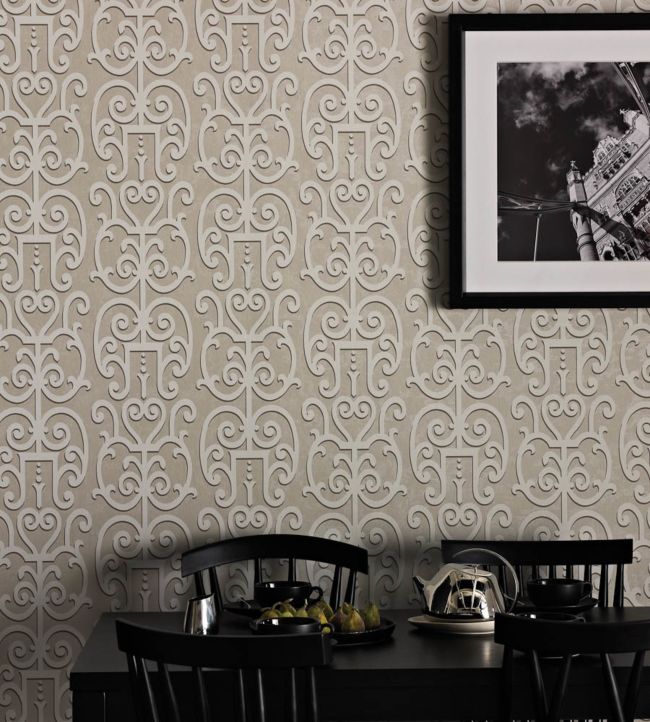 Colleoni Vinyl Wallpaper - Silver/White - Osborne & Little - W6335-01 - Premier Wallcovering
