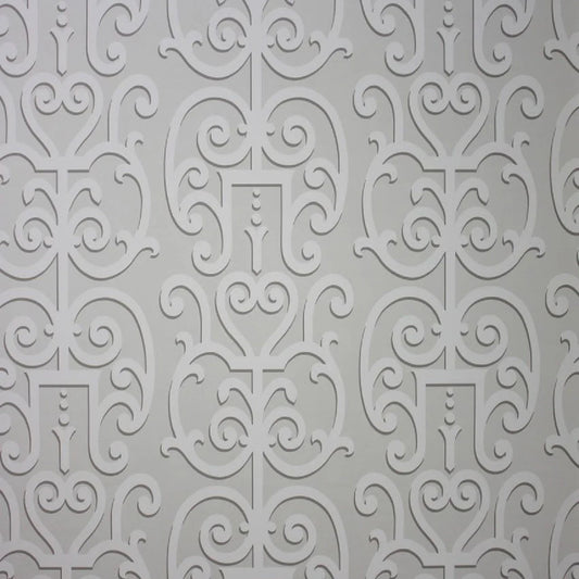 Colleoni Vinyl Wallpaper - Silver/White - Osborne & Little - W6335-01 - Premier Wallcovering