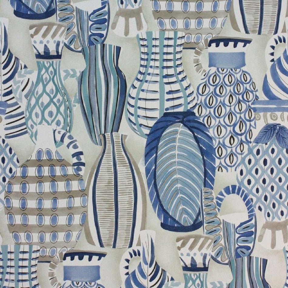 Collioure Wallpaper - Blue/Beige - Nina Campbell - NCW4300-04 - Premier Wallcovering