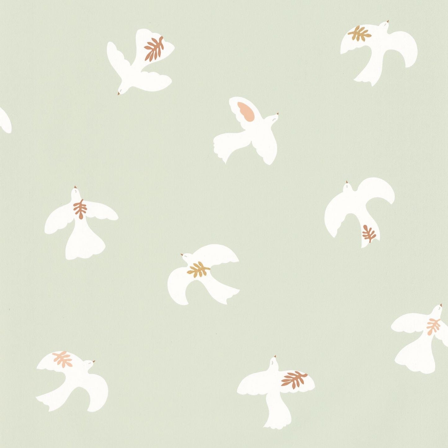 Colombe Wallpaper - Vert D'eau Blanc - Caselio - 104507032 - Premier Wallcovering