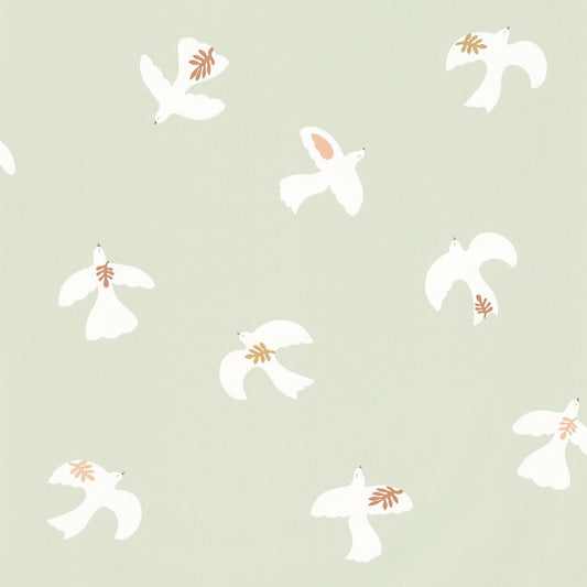 Colombe Wallpaper - Vert D'eau Blanc - Caselio - 104507032 - Premier Wallcovering